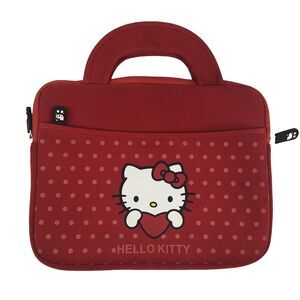 Hello Kitty Tablet Tote Soft Sided Elastane Red 2 Pocket Zippered Side pouch